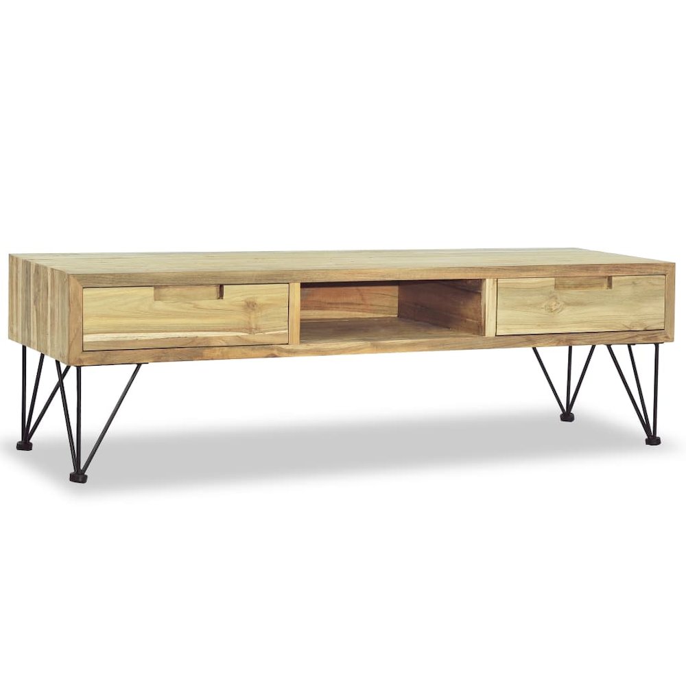 TV Cabinet Natural Wood Recycled Solid Teak, Wrought Iron. Picture 5