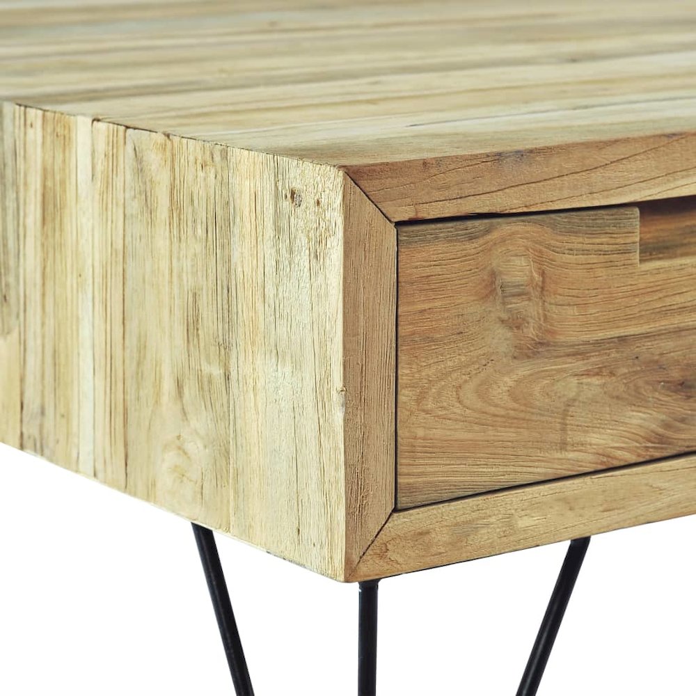 TV Cabinet Natural Wood Recycled Solid Teak, Wrought Iron. Picture 8