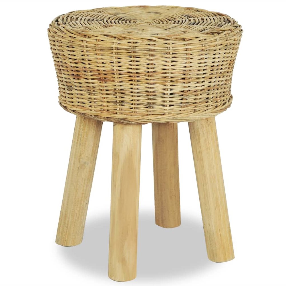 Stool Natural Natural Rattan, Solid Teak Standard Durable. Picture 1