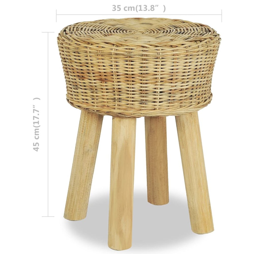 Stool Natural Natural Rattan, Solid Teak Standard Durable. Picture 4