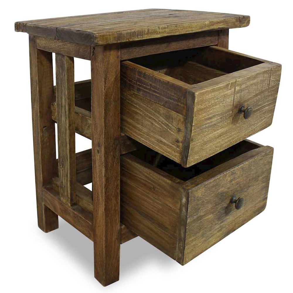 Nightstand Brown Solid Mahogany Wood 15.7x11.8x20.1 in. Picture 3