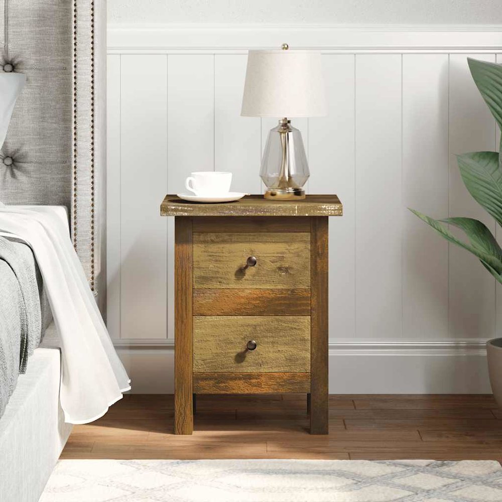 Nightstand Brown Solid Mahogany Wood 15.7x11.8x20.1 in. Picture 10