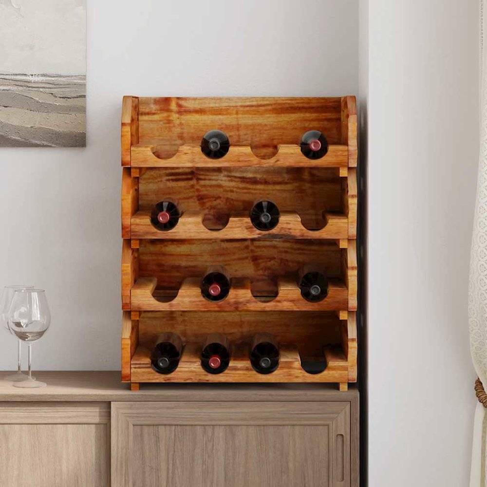 Wine Racks 4 pcs for 16 Bottles Solid Mahogany Wood. Picture 3
