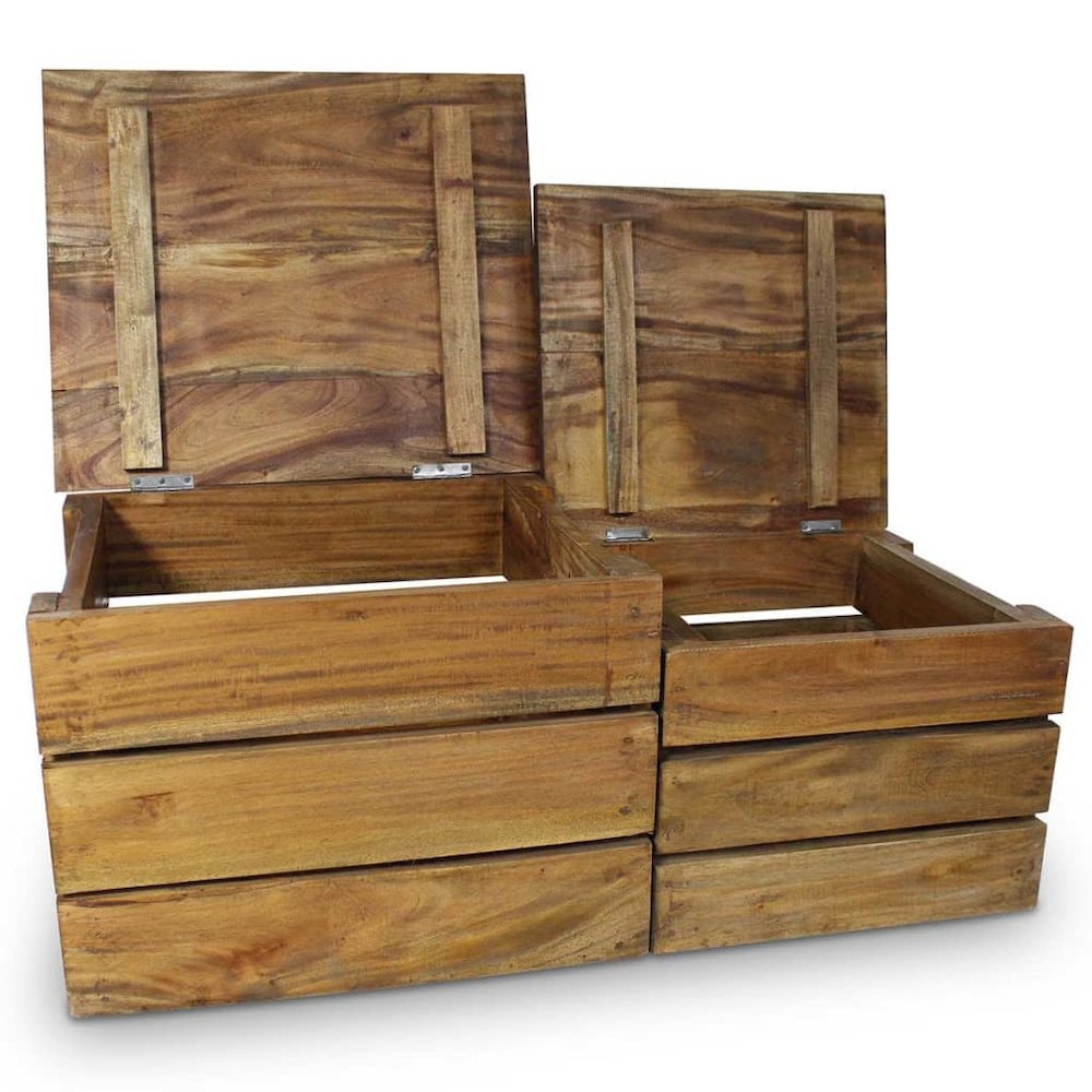 Storage Crate Natural Mahogany Solid mahogany wood. Picture 2