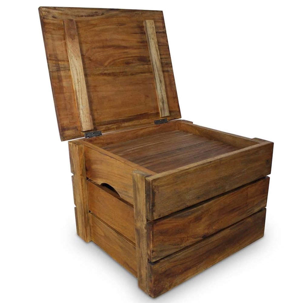 Storage Crate Natural Mahogany Solid mahogany wood. Picture 5