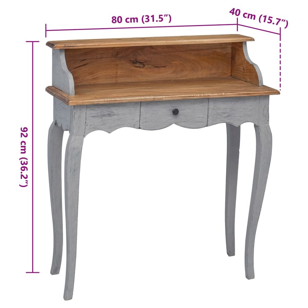 Writing Desk Mahogany, Grey Solid mahogany wood. Picture 10