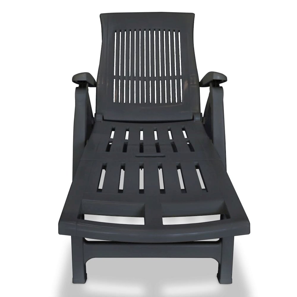 Sun Lounger Anthracite Plastic Standard Foldable Sun Lounger. Picture 2