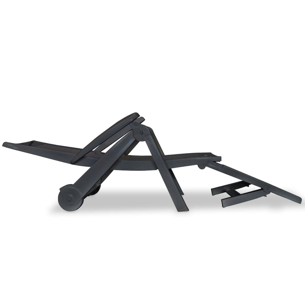 Sun Lounger Anthracite Plastic Standard Foldable Sun Lounger. Picture 3