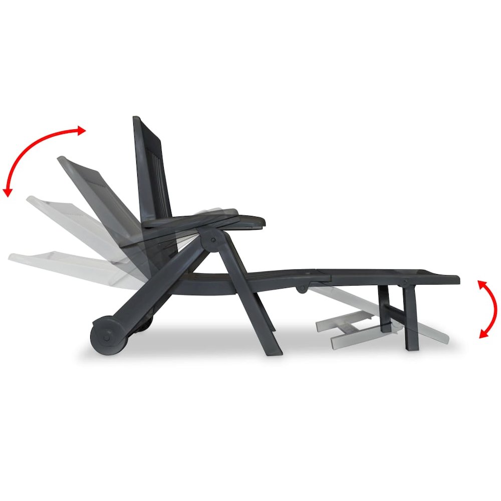 Sun Lounger Anthracite Plastic Standard Foldable Sun Lounger. Picture 6