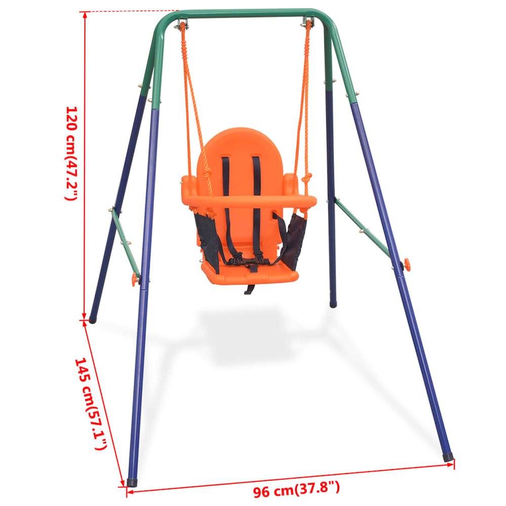 vidaXL Toddler Swing Set with Safety Harness Orange, 91360. Picture 7