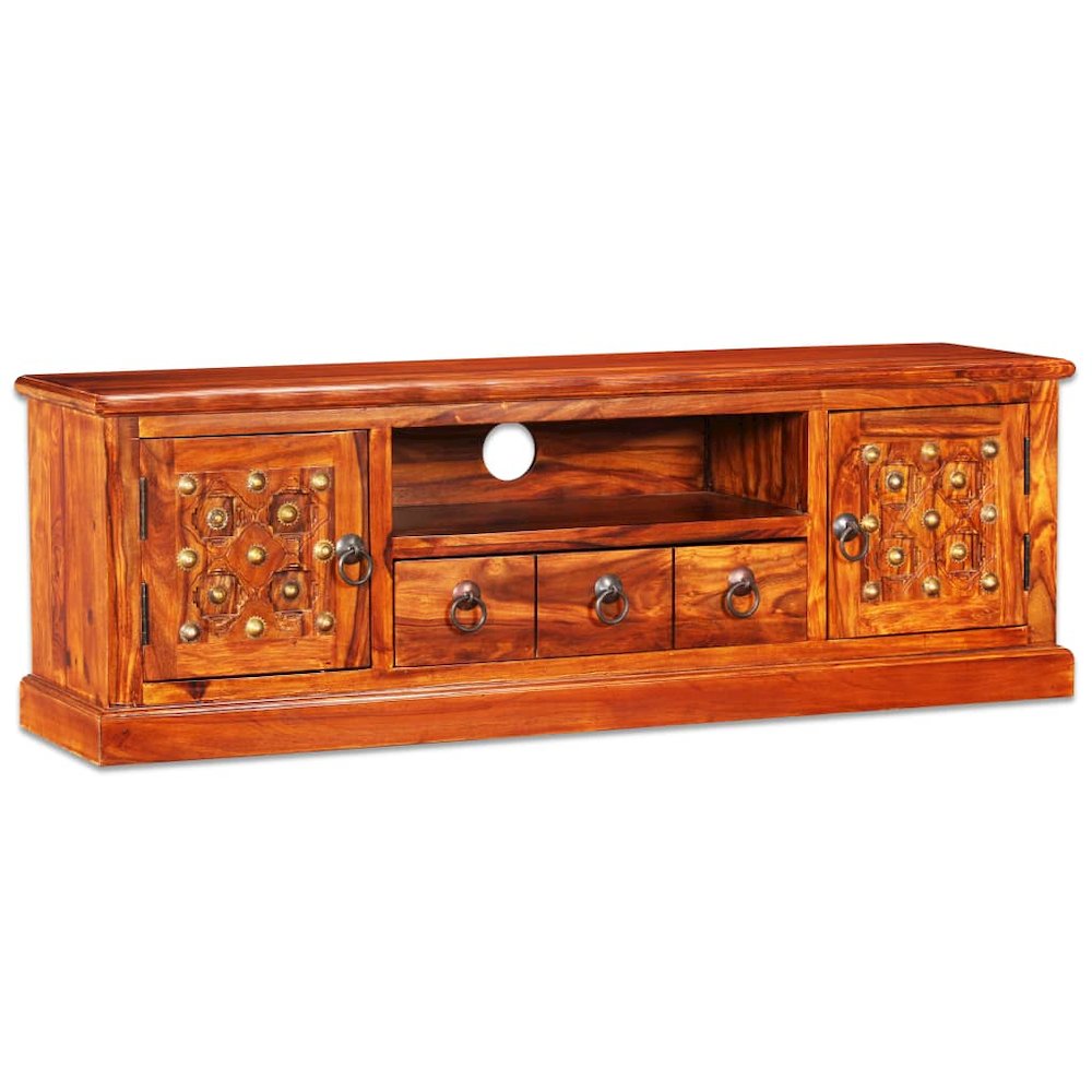 TV Stand Natural Sheesham Solid Sheesham wood, Copper. Picture 1