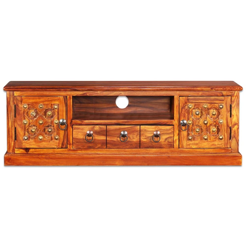 TV Stand Natural Sheesham Solid Sheesham wood, Copper. Picture 2