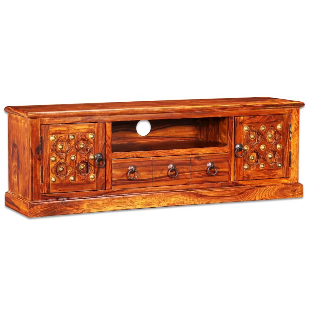 TV Stand Natural Sheesham Solid Sheesham wood, Copper. Picture 11