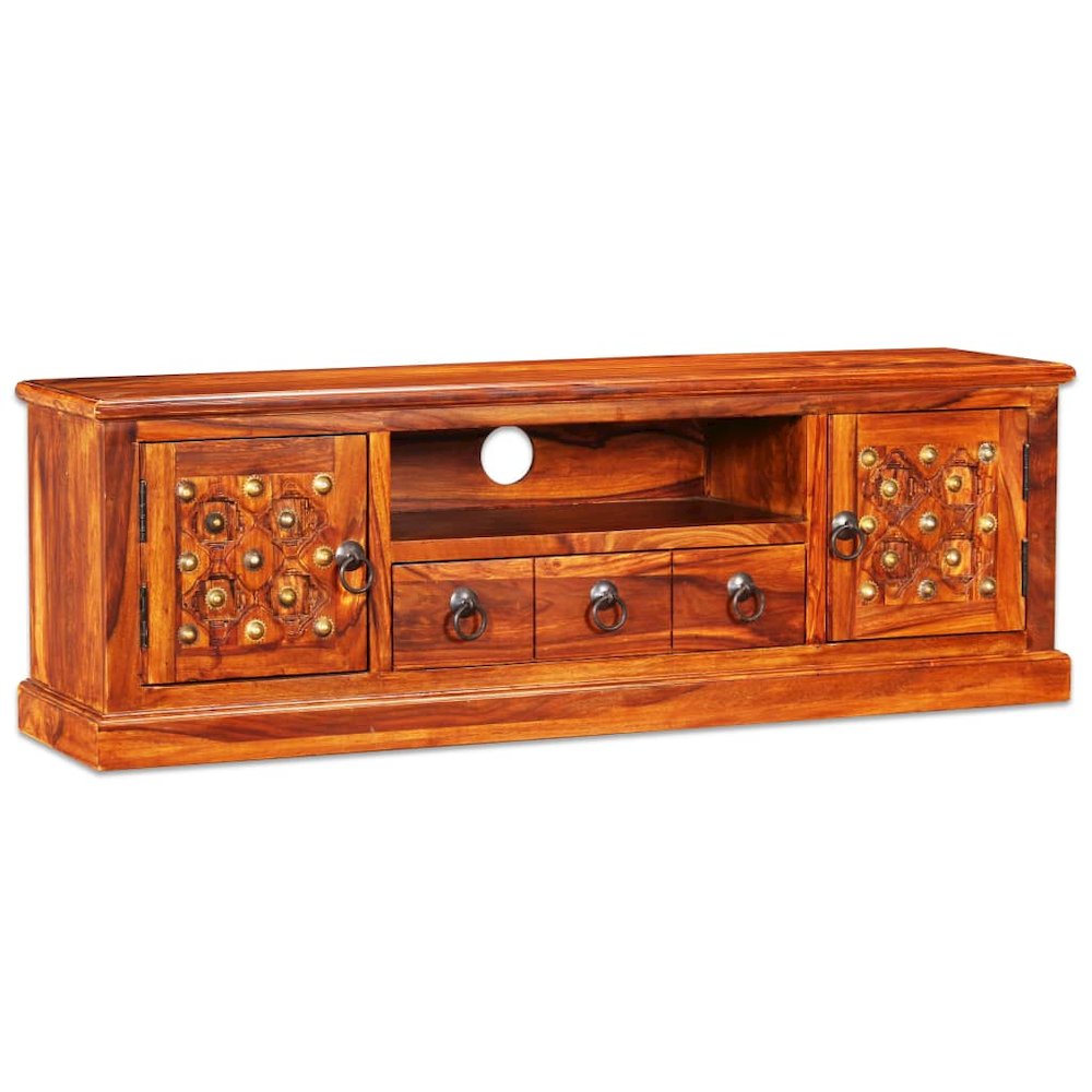 TV Stand Natural Sheesham Solid Sheesham wood, Copper. Picture 12