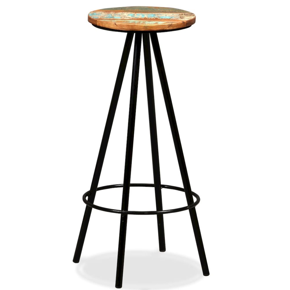 Bar Stool Set of 4 Varied Reclaimed Wood Standard Industrial. Picture 9
