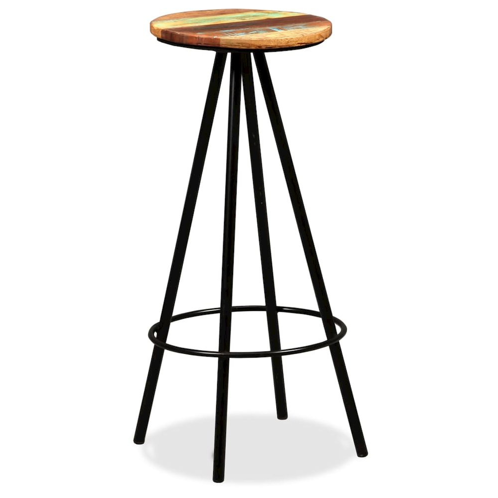 Bar Stool Set of 4 Varied Reclaimed Wood Standard Industrial. Picture 10