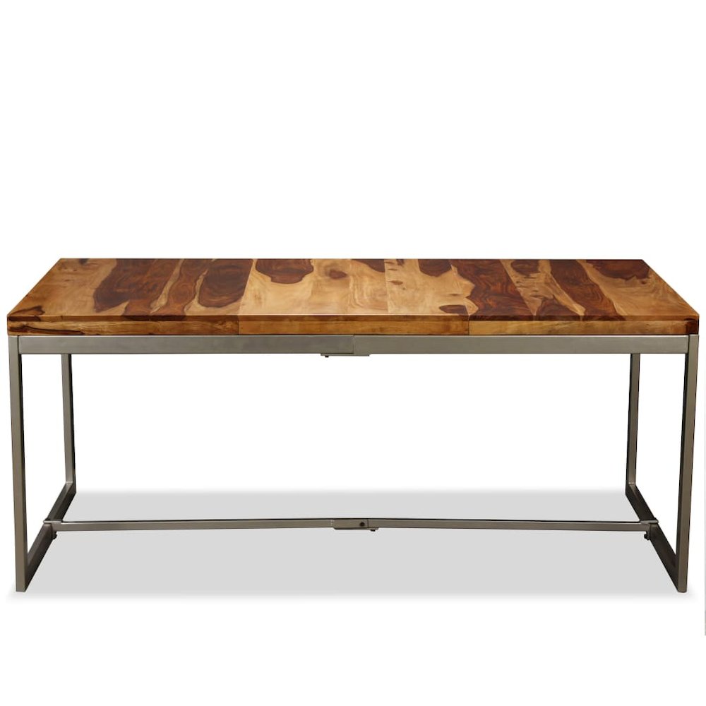 Dining Table Brown and Black Sheesham Wood and Powder-Coated Steel. Picture 3