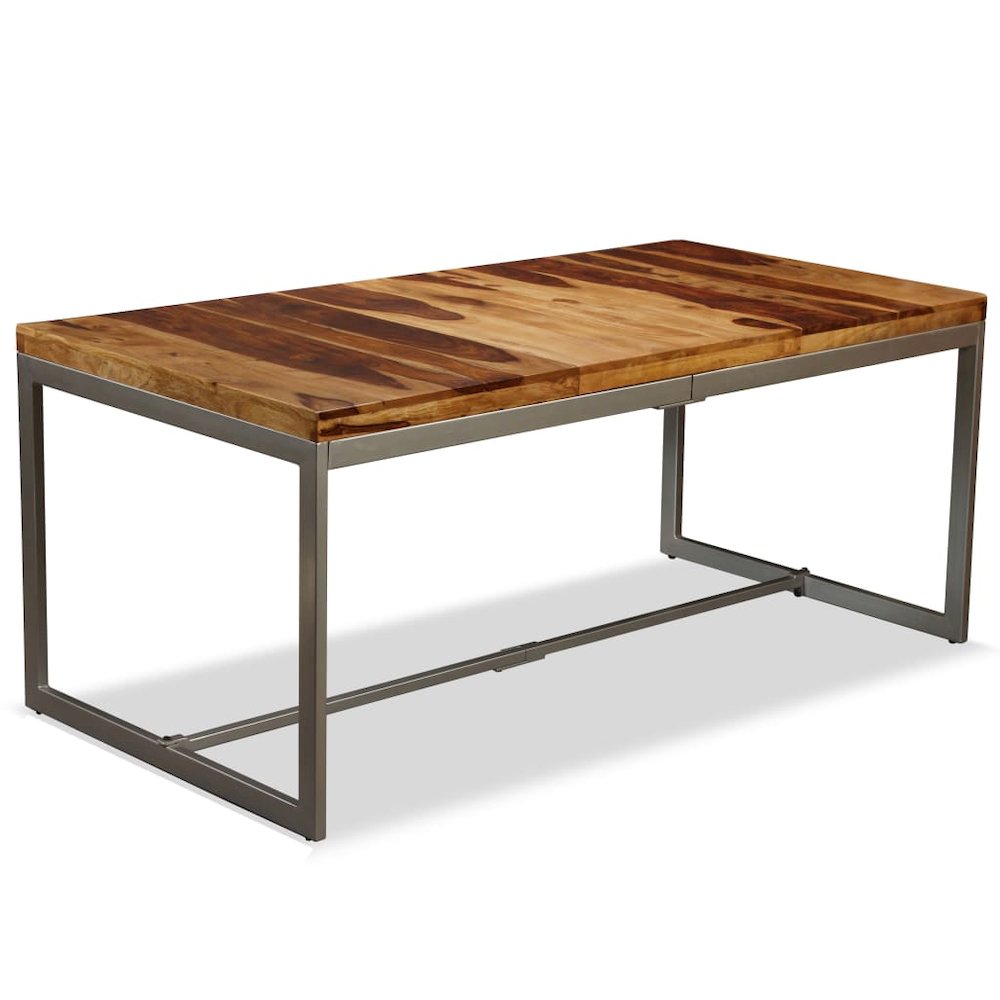 Dining Table Brown and Black Sheesham Wood and Powder-Coated Steel. Picture 12