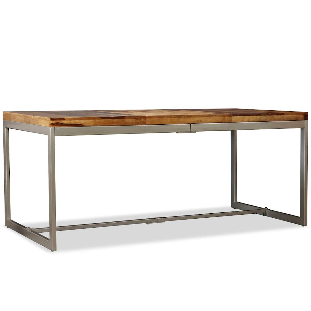 Dining Table Brown and Black Sheesham Wood and Powder-Coated Steel. Picture 4