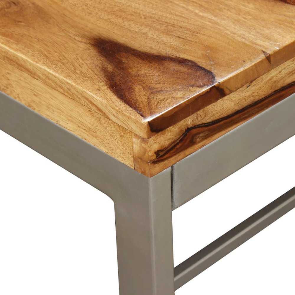 Dining Table Brown and Black Sheesham Wood and Powder-Coated Steel. Picture 5