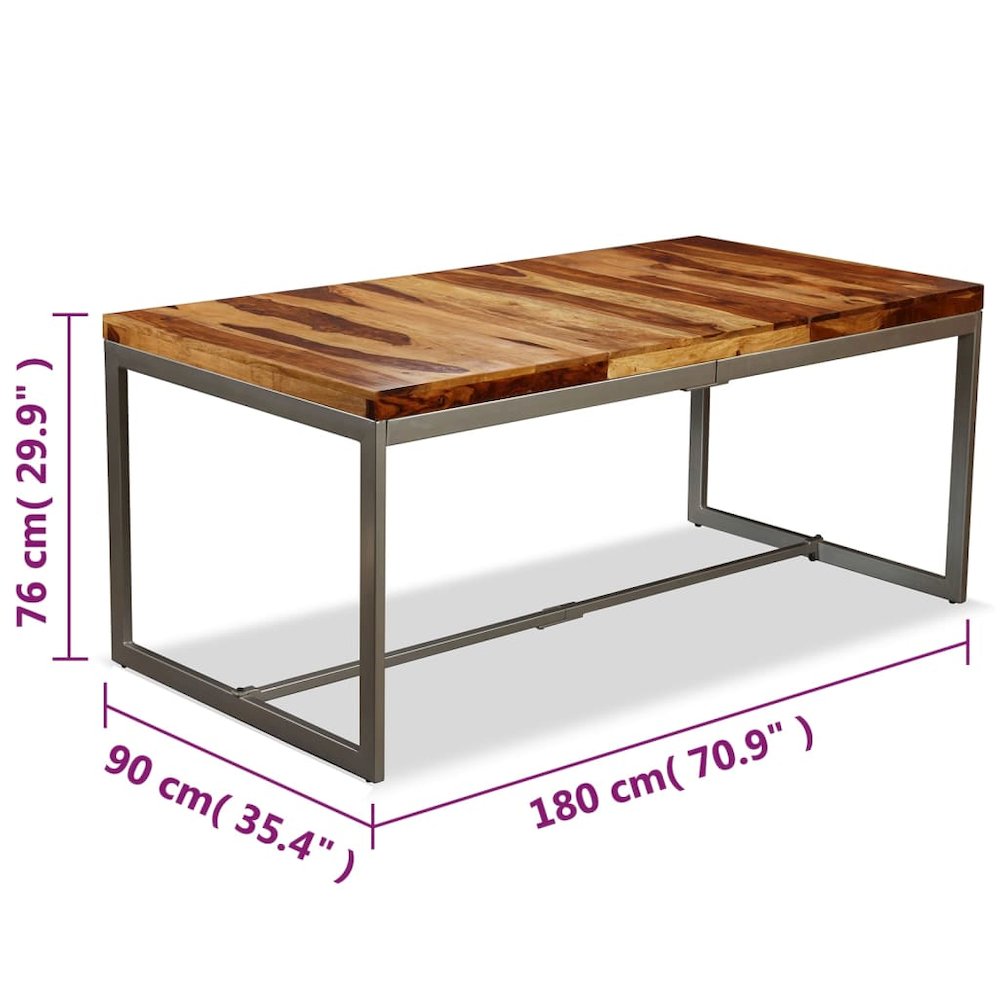 Dining Table Brown and Black Sheesham Wood and Powder-Coated Steel. Picture 10