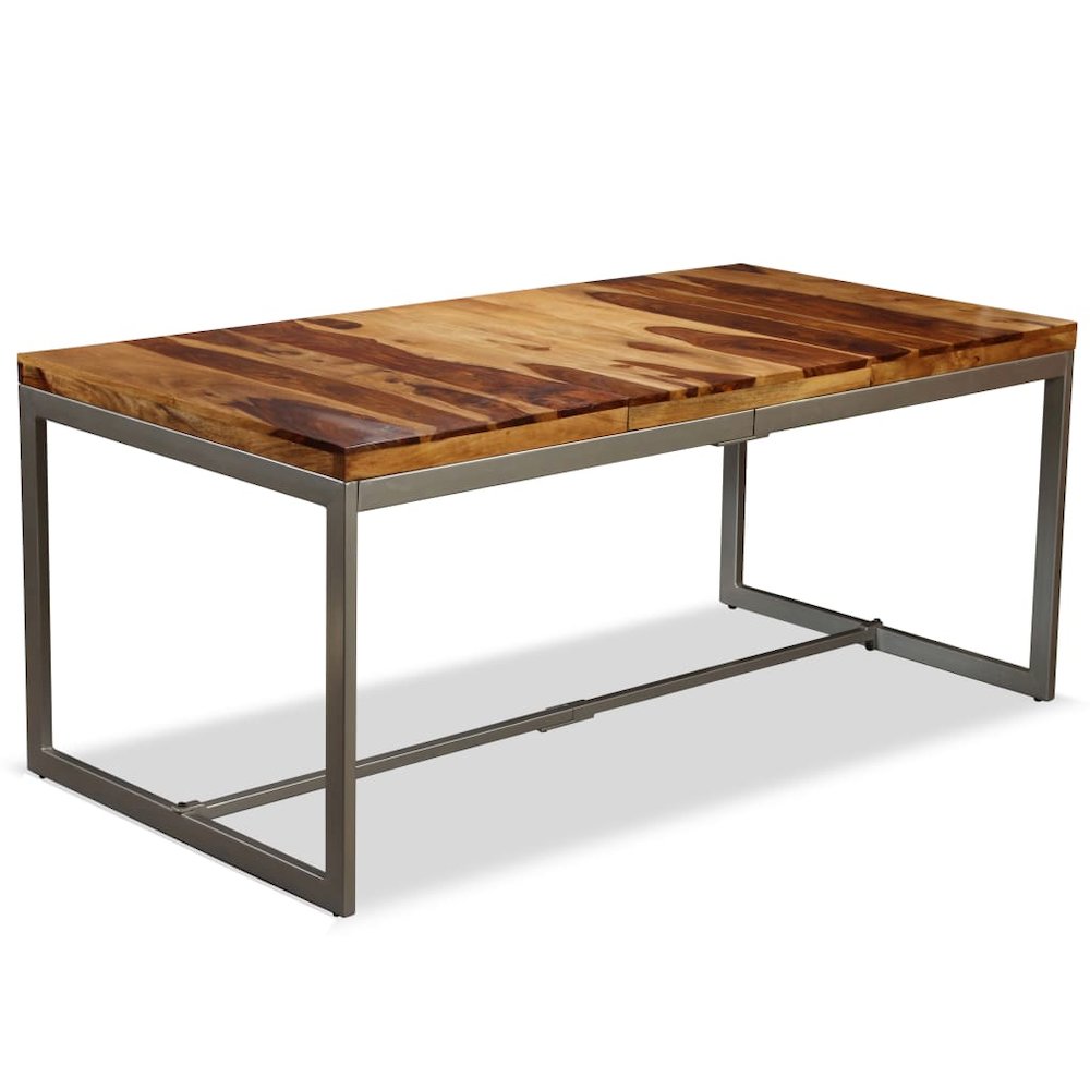 Dining Table Brown and Black Sheesham Wood and Powder-Coated Steel. Picture 11