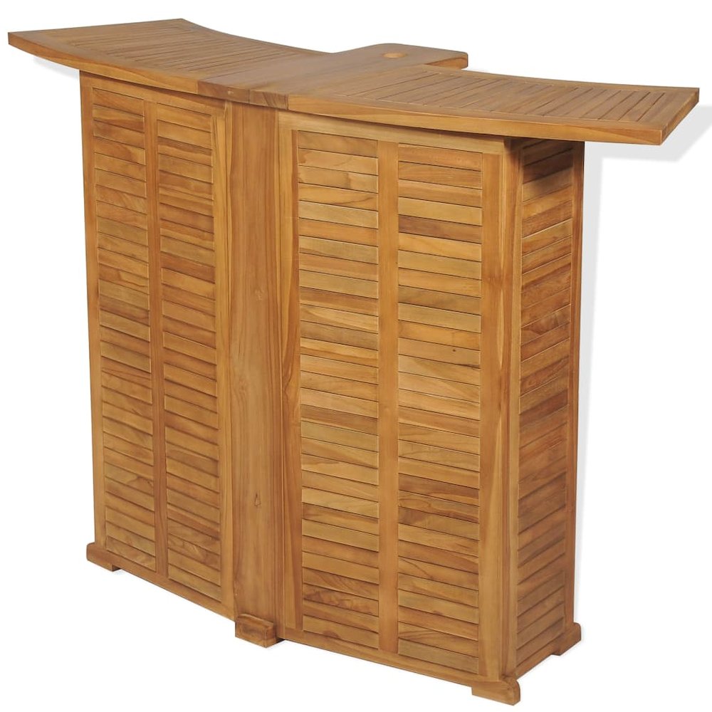 Bar Table Brown Solid Teak Wood Large Foldable Bar Table. Picture 2