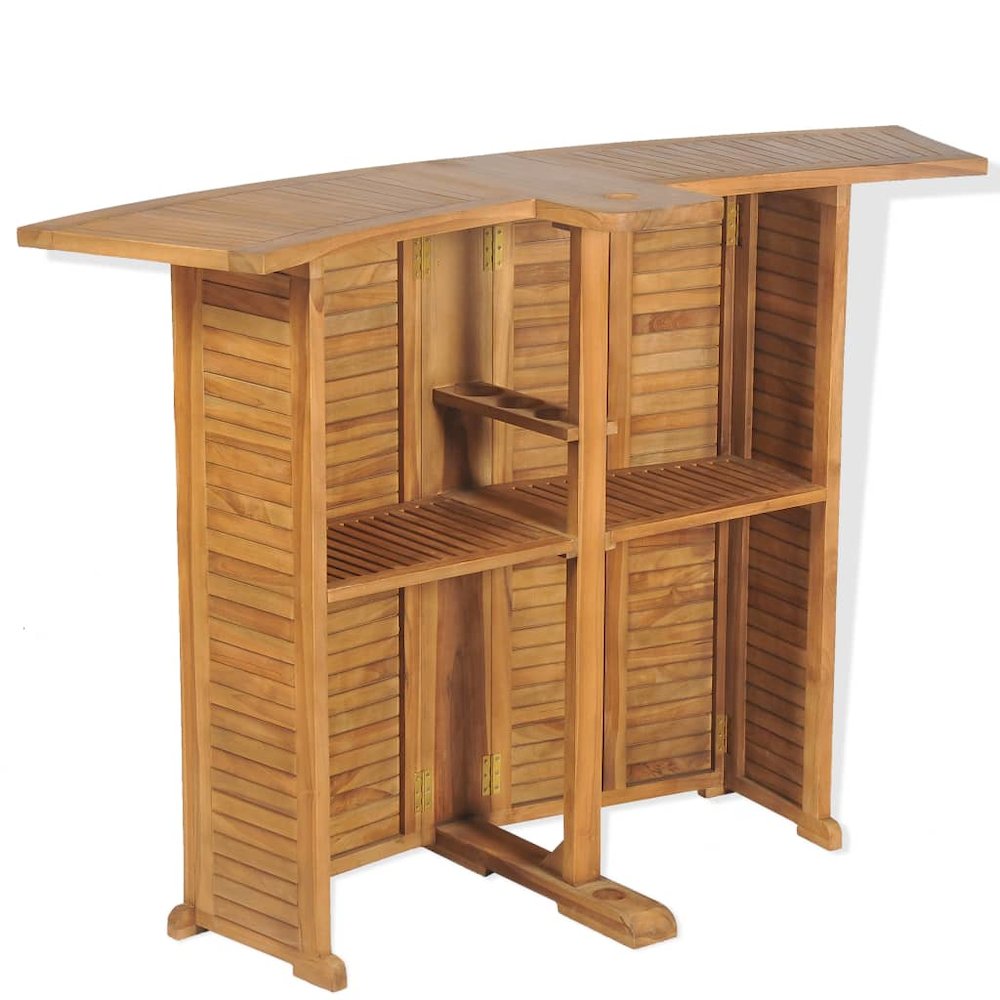 Bar Table Brown Solid Teak Wood Large Foldable Bar Table. Picture 6