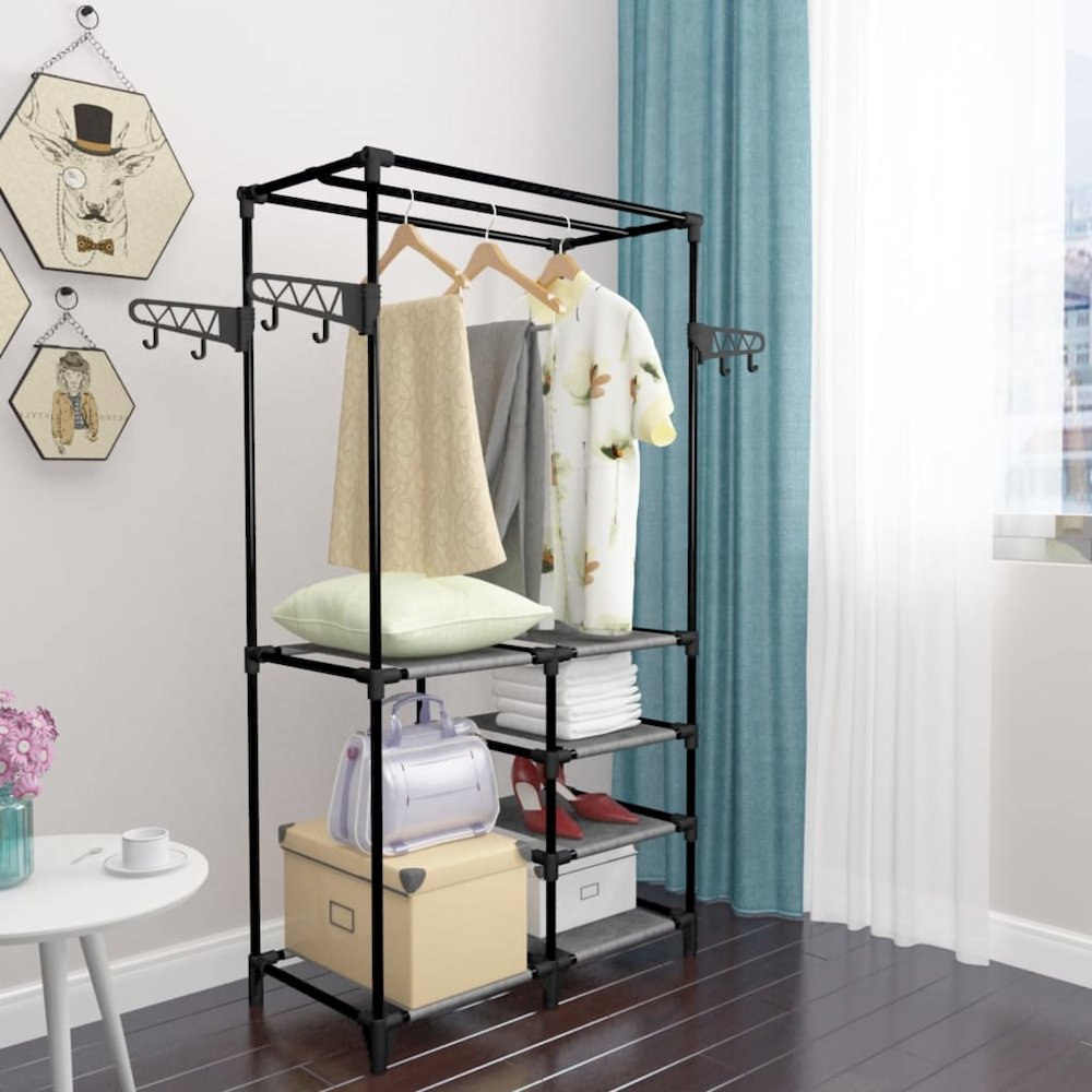 Clothes Rack Black Powder-coated steel, Non-woven fabric Medium. Picture 5