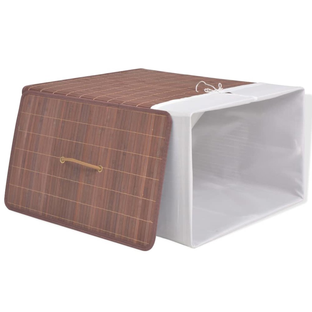 vidaXL Bamboo Laundry Bin Rectangular Brown, 245579. Picture 3