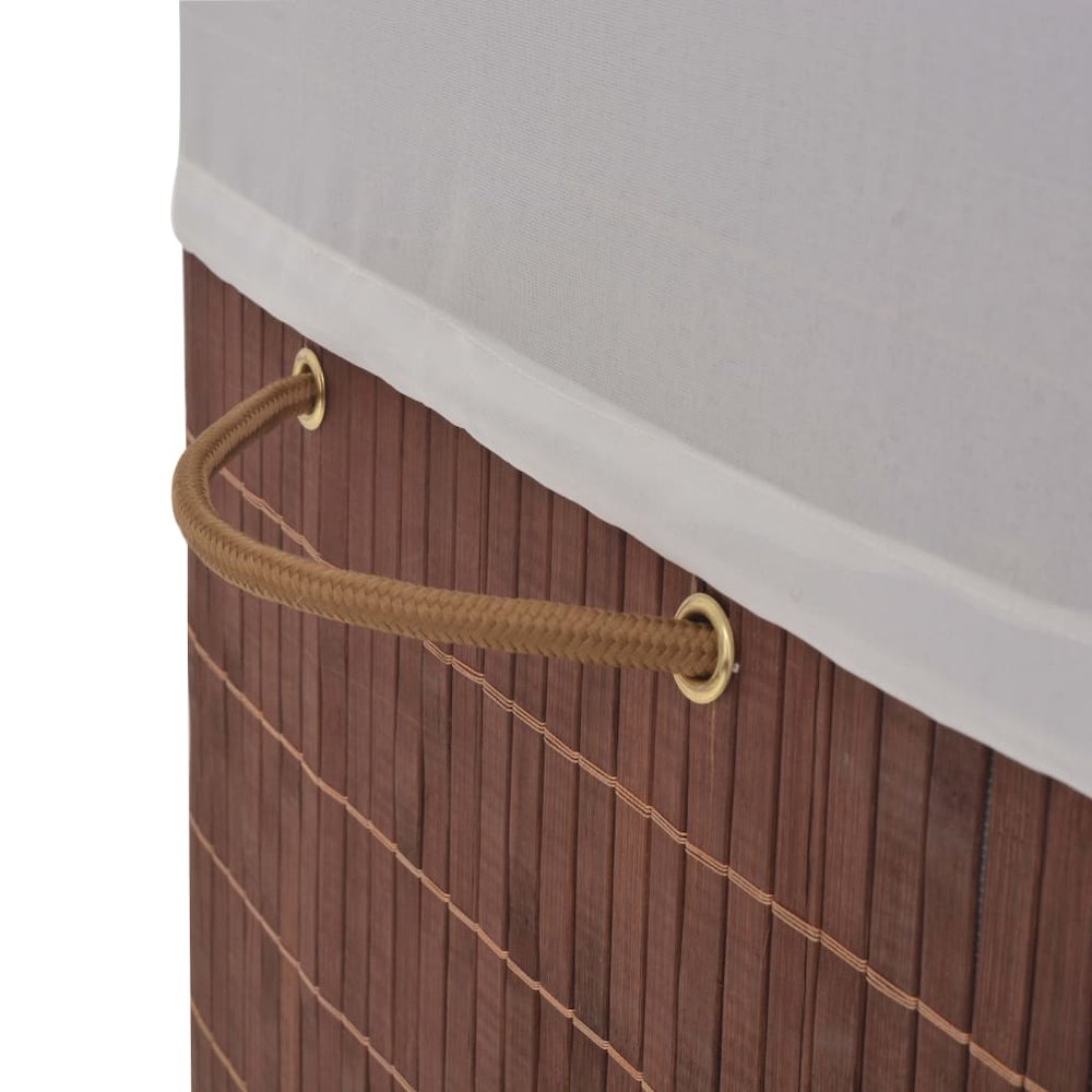 vidaXL Bamboo Laundry Bin Rectangular Brown, 245579. Picture 4