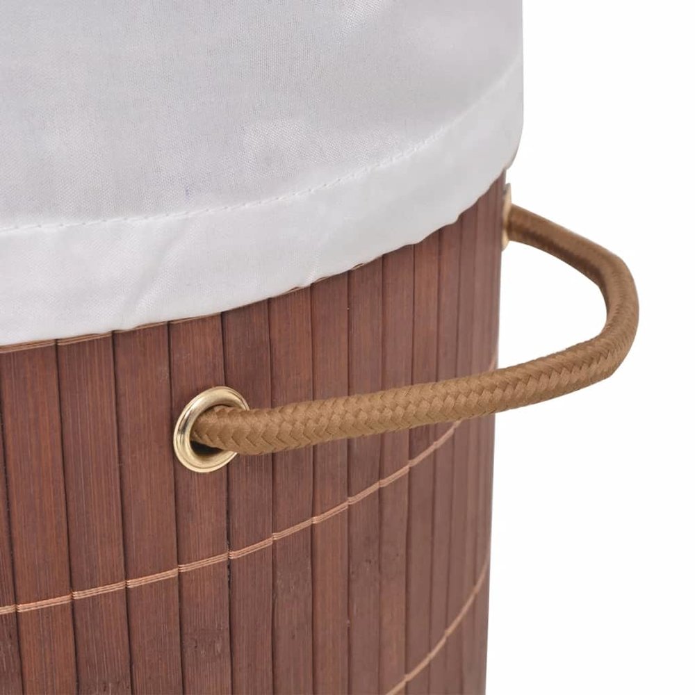 vidaXL Bamboo Laundry Bin Oval Brown. Picture 4