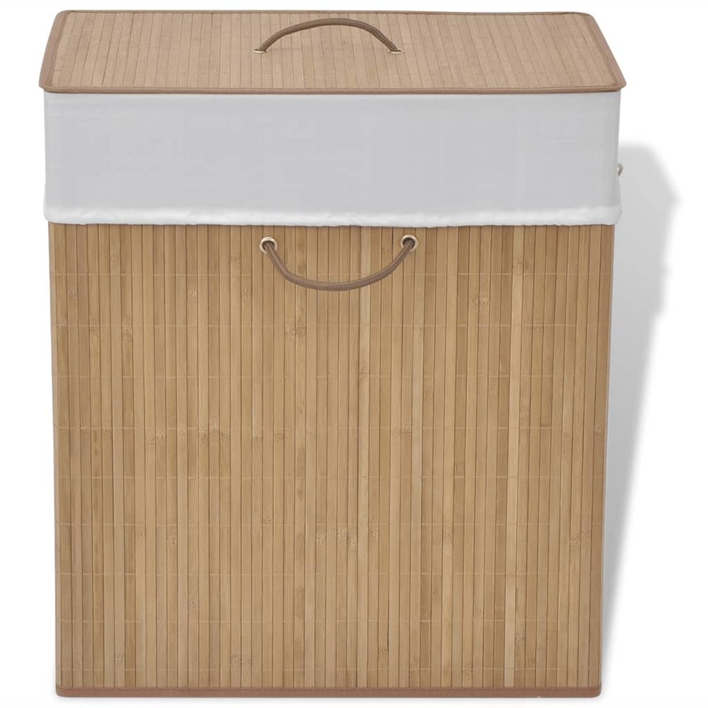 vidaXL Bamboo Laundry Bin Rectangular Natural. Picture 1
