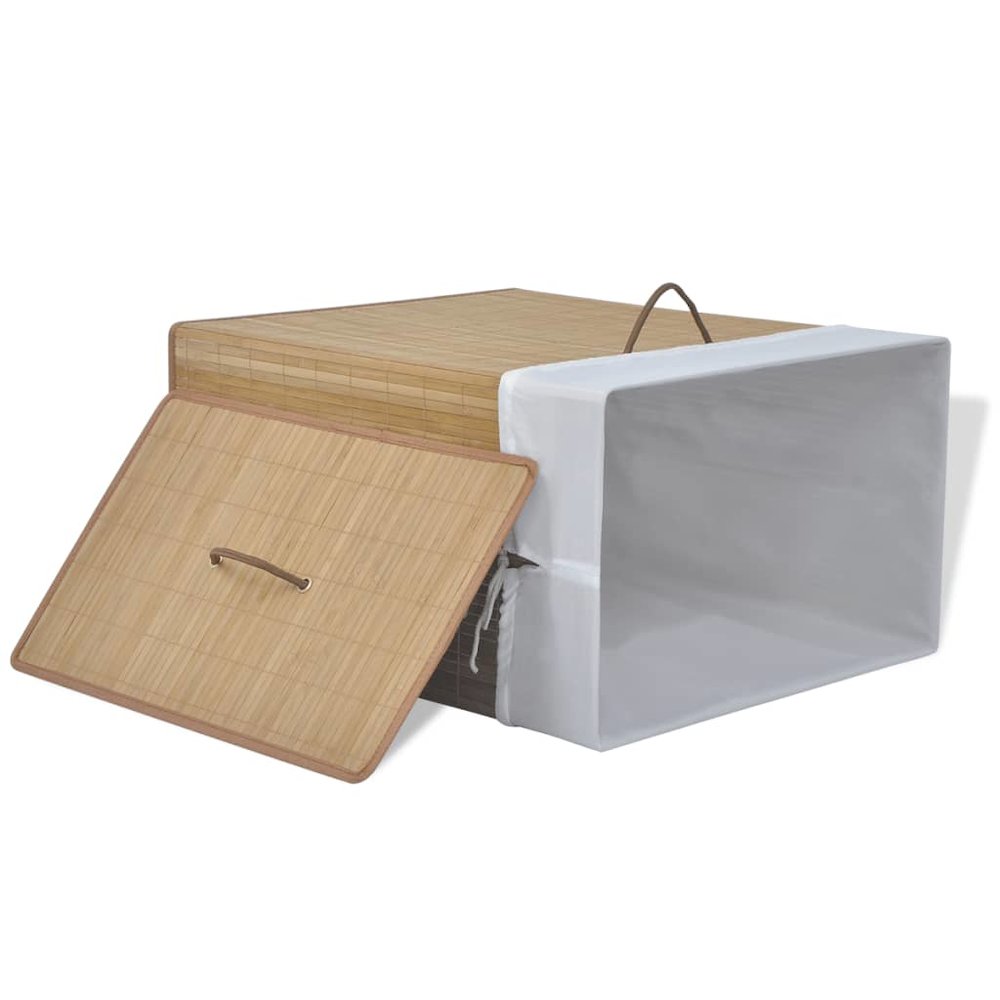 vidaXL Bamboo Laundry Bin Rectangular Natural. Picture 3