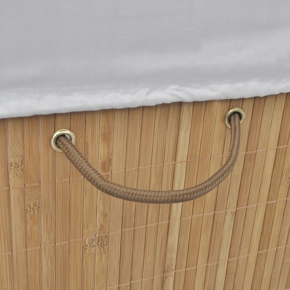 vidaXL Bamboo Laundry Bin Rectangular Natural. Picture 4