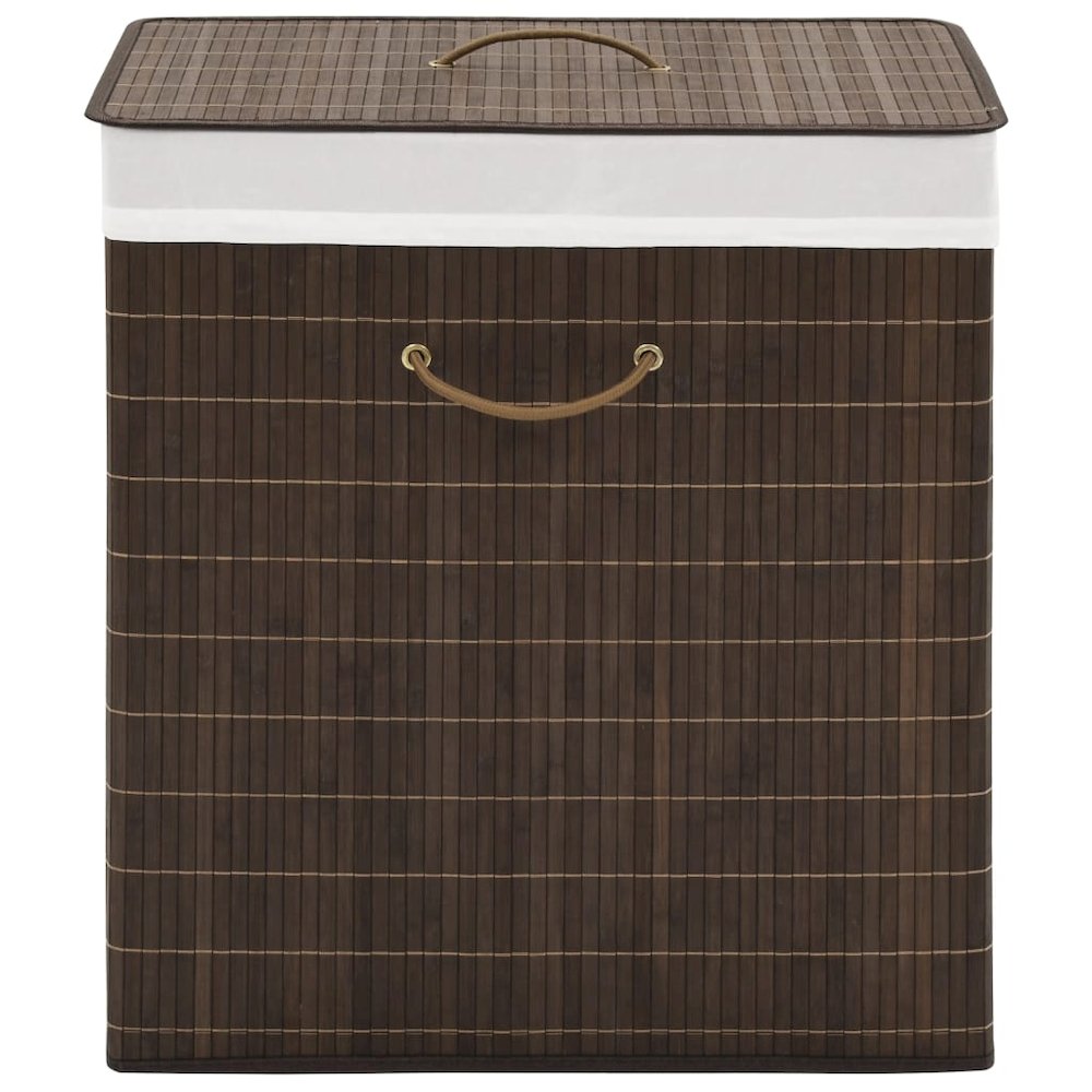 vidaXL Bamboo Laundry Bin Rectangular Dark Brown. Picture 1