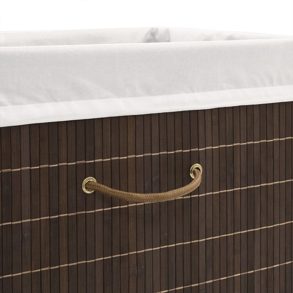 vidaXL Bamboo Laundry Bin Rectangular Dark Brown. Picture 5