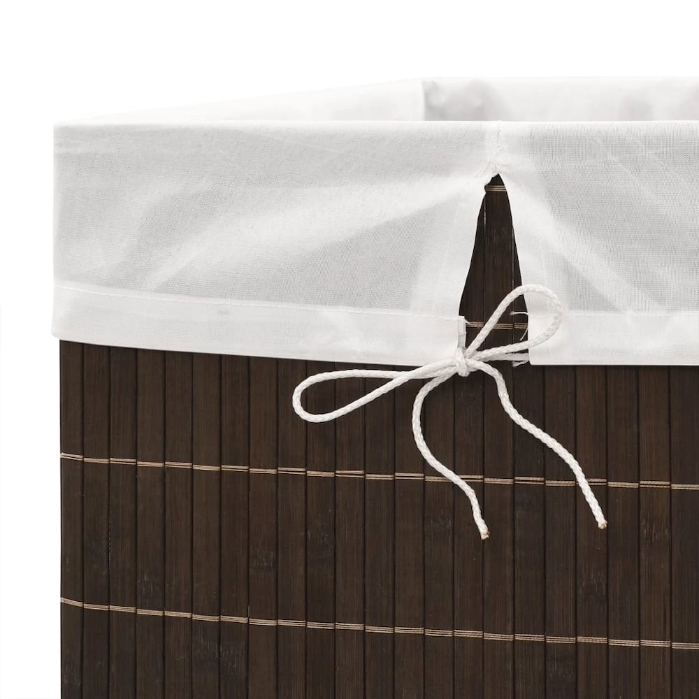 vidaXL Bamboo Laundry Bin Rectangular Dark Brown. Picture 6