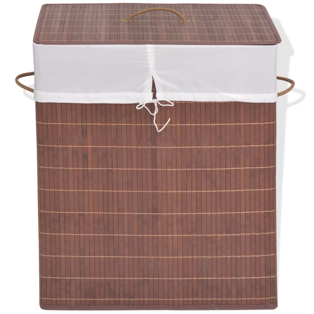 vidaXL Bamboo Laundry Bin Rectangular Brown, 245583. Picture 1