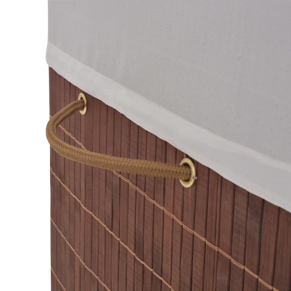 vidaXL Bamboo Laundry Bin Rectangular Brown, 245583. Picture 4