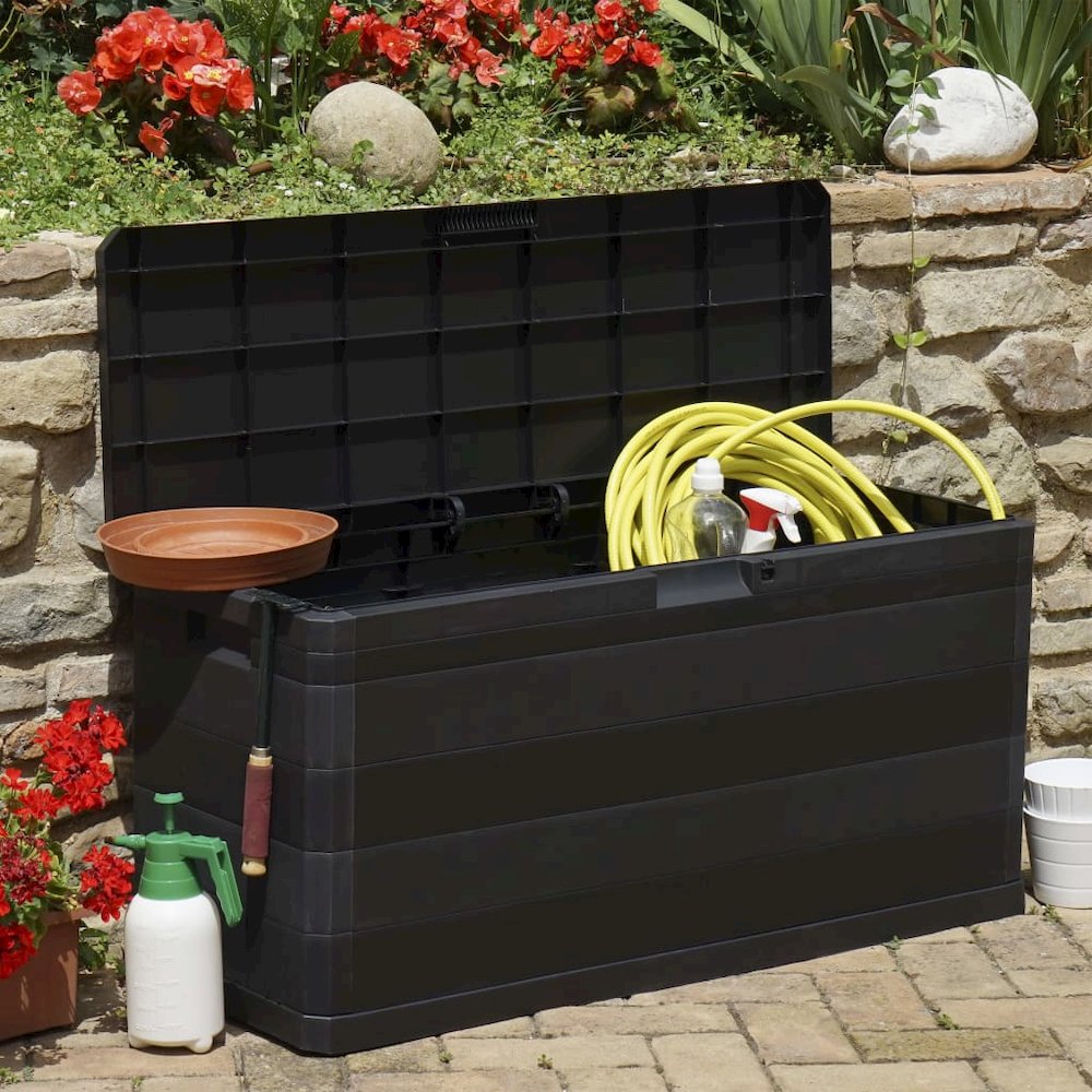 Storage Box Black Polypropylene Medium Storage Box Rectangular. Picture 3