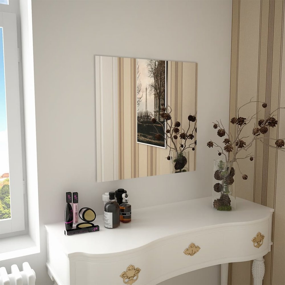 Wall Mirror Transparent Glass 23.6 x 23.6 in Minimalistic. Picture 1