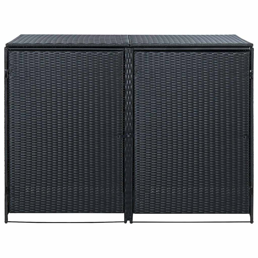 Trash Can Shed Black PE rattan, Powder-coated steel Large Durable. Picture 5