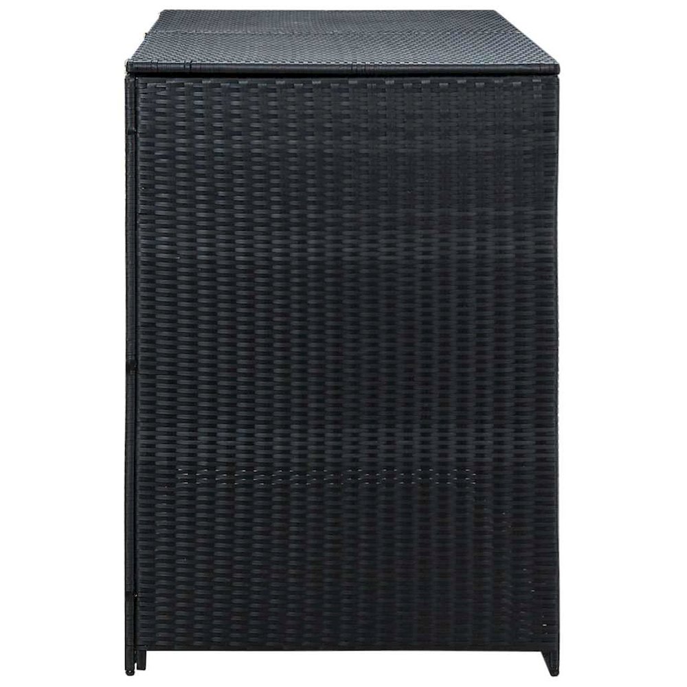 Trash Can Shed Black PE rattan, Powder-coated steel Large Durable. Picture 6