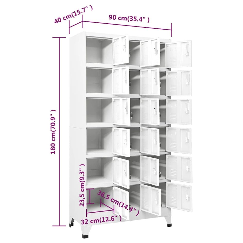 vidaXL Locker Cabinet with 18 Compartments Metal 35.4"x15.7"x70.9", 245966. Picture 8