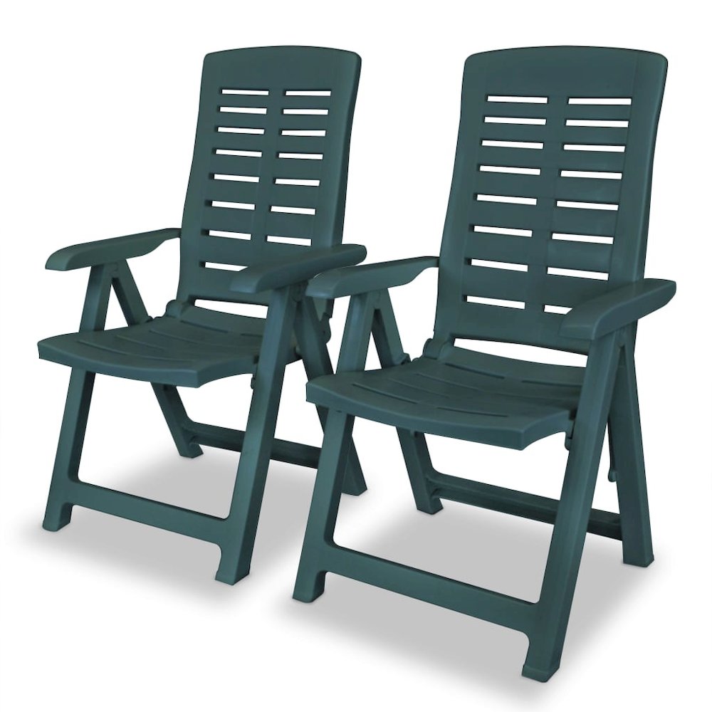 Garden Chair Set of 2 Green Plastic Standard Foldable. Picture 1