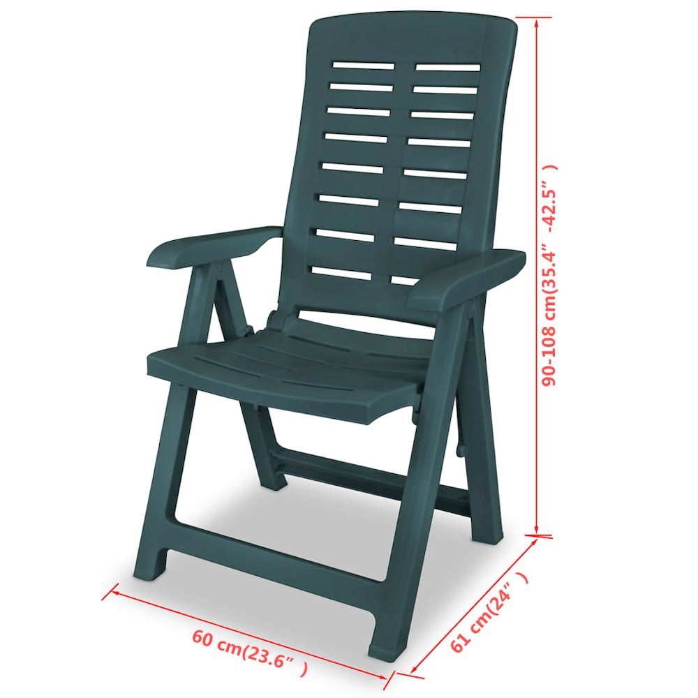 Garden Chair Set of 2 Green Plastic Standard Foldable. Picture 8