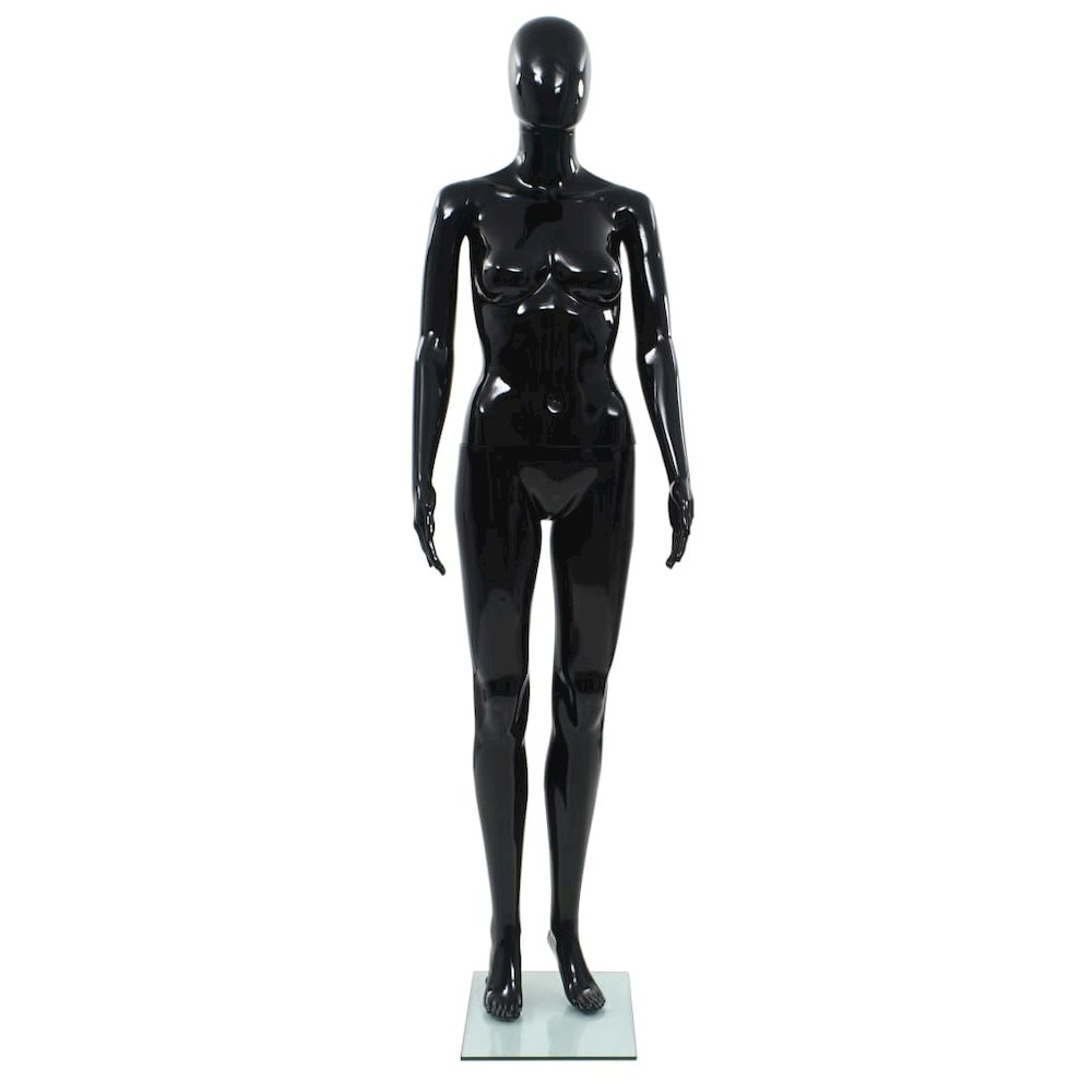 vidaXL Full Body Female Mannequin with Glass Base Glossy Black 68.9", 142929. Picture 2