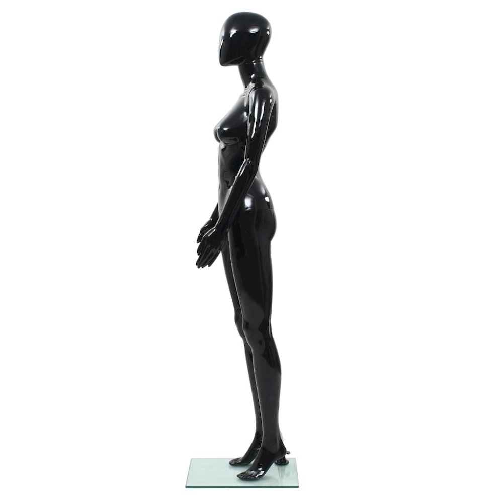 vidaXL Full Body Female Mannequin with Glass Base Glossy Black 68.9", 142929. Picture 3