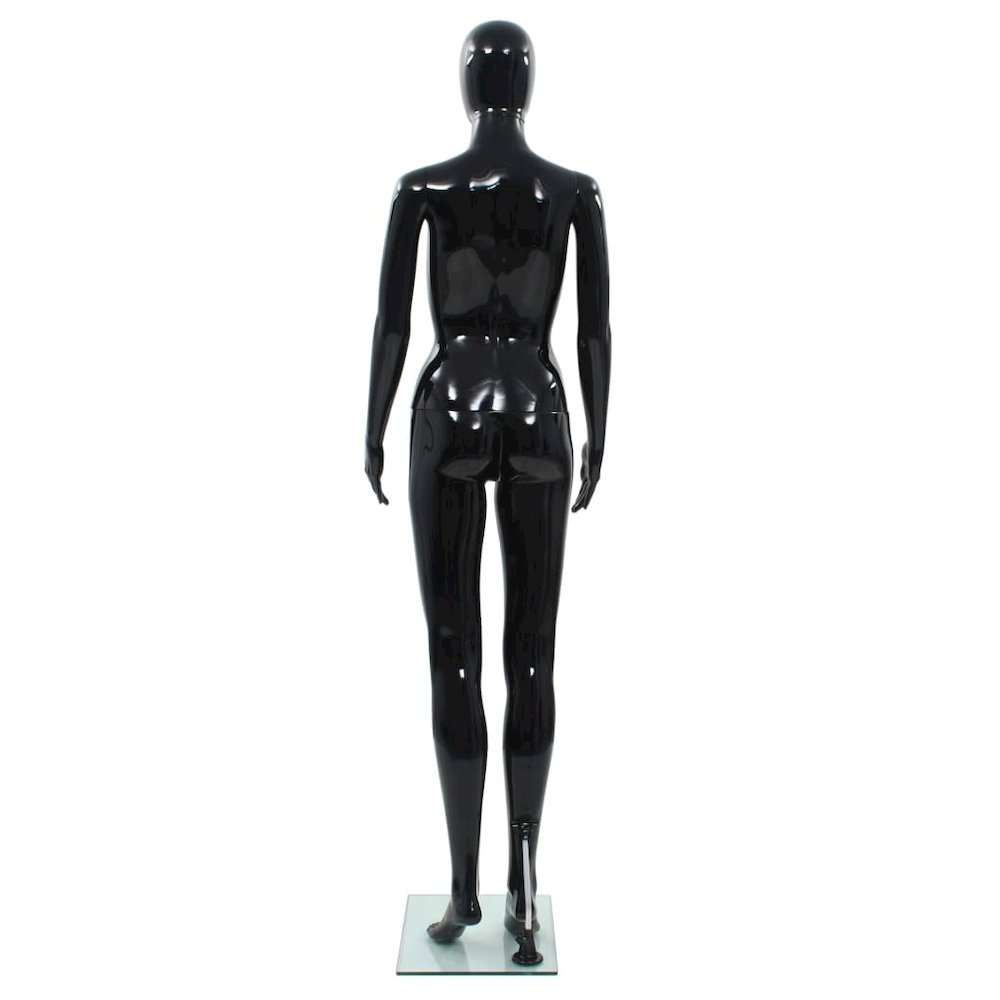 vidaXL Full Body Female Mannequin with Glass Base Glossy Black 68.9", 142929. Picture 4
